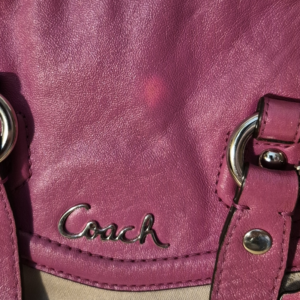 Coach Ashley Op Art Pink and Tan Satchel - Picture 5 of 12